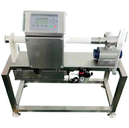 Промышленный трубопроводный металлодетектор для обнаружения металлических примесей в жидкостях и сыпучих материалах.